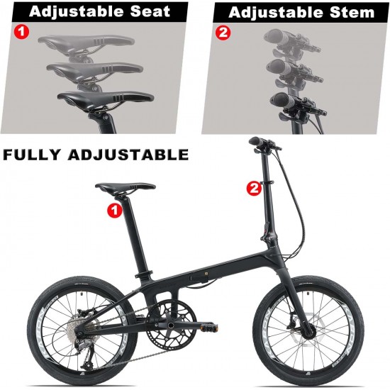 Folding Bike for Adults, Carbon Fiber Mini Compact Folding Bike for Women Commuters City Foldable Bicycle 20inch Wheel Folding Bike for Adults, Carbon Fiber Mini Compact Folding Bike for Women Commuters City Foldable Bicycle 20inch Wheel